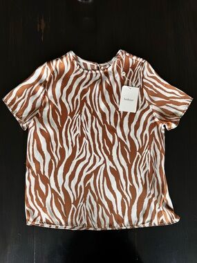 Bohme Zebra Print Short Sleeve Top